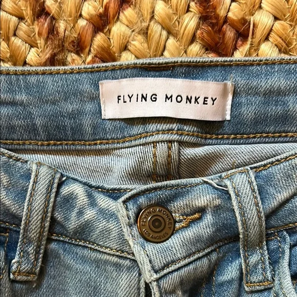 Flying Monkey Flare Split Leg Distressed Jeans - Picture 2 of 5